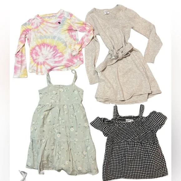 Abercrombie kids 7/8 girls bundle 2 dresses •long sleeve•plaid top - Picture 1 of 10